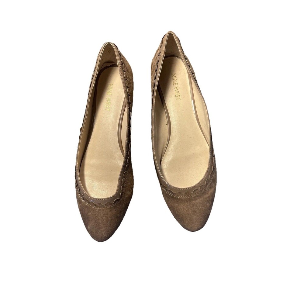 Nine West Zayn Women’s Wheat Ballet Flats Pointed Toe Scalloped Design Shoe 8M